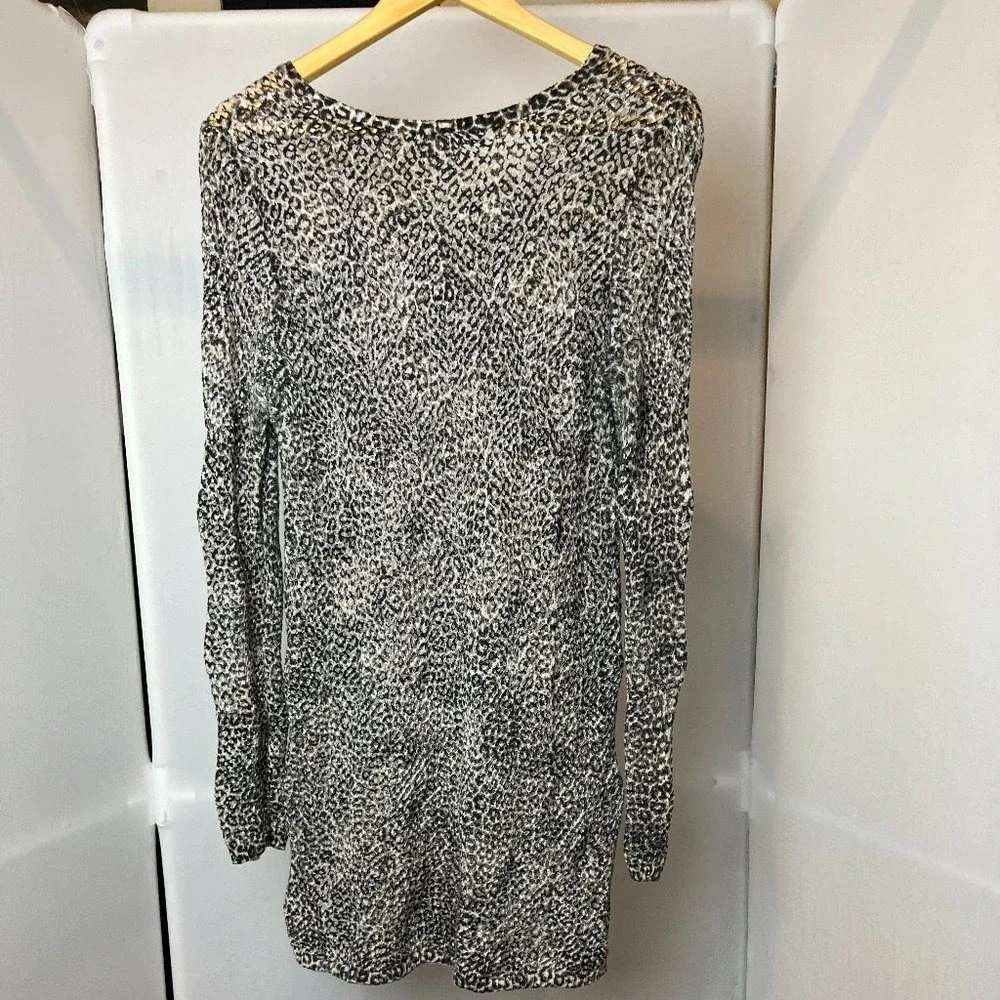 Chico's Loose Knit Leopard‎ Print Hi-Lo Tunic Top SZ 1 (M) Travel Beach Spring